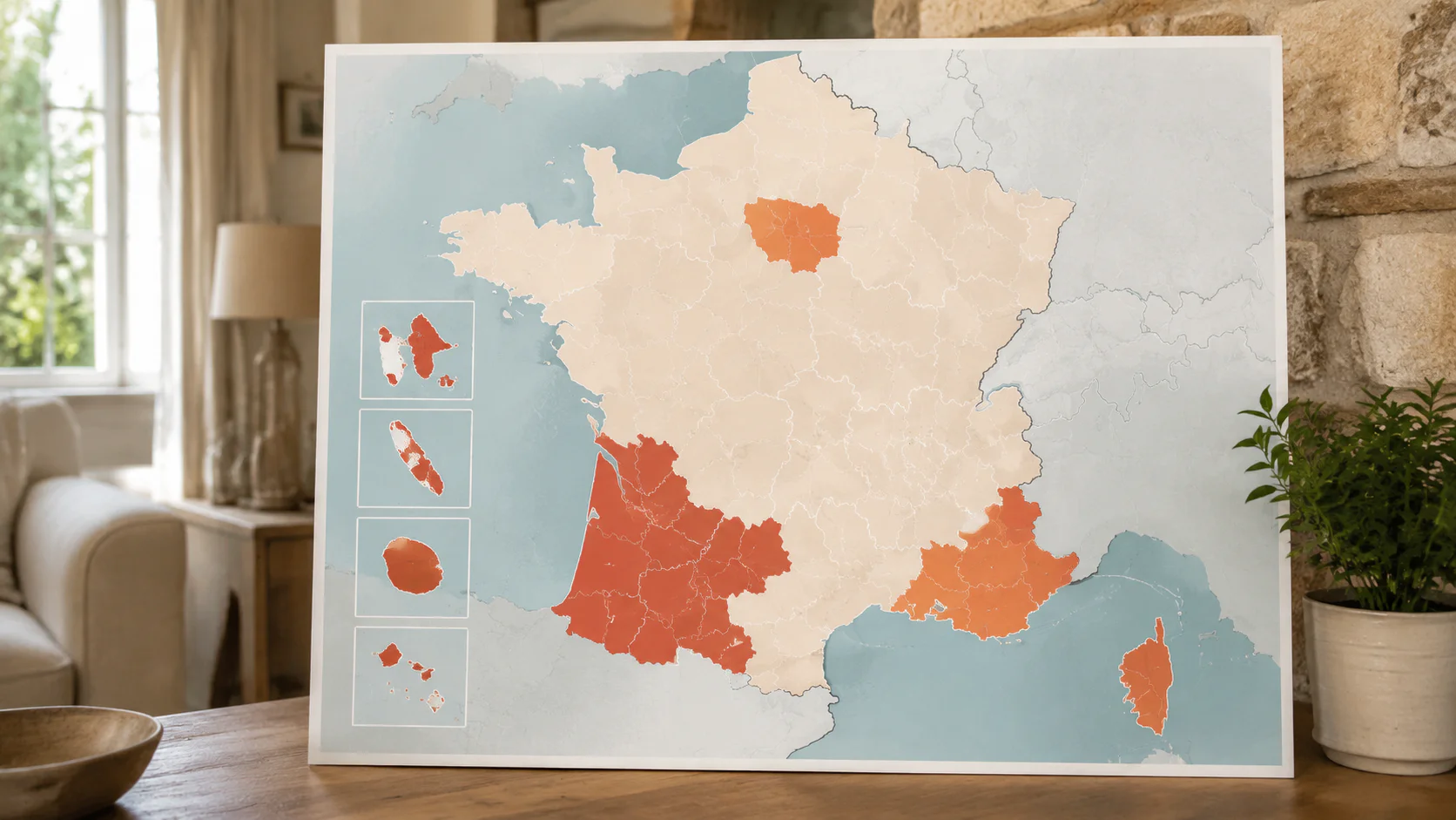 Carte de France montrant les zones infestées par les termites