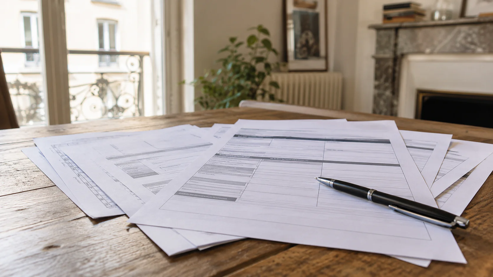 Formulaire d'aide financière rénovation logement posé sur table avec stylo