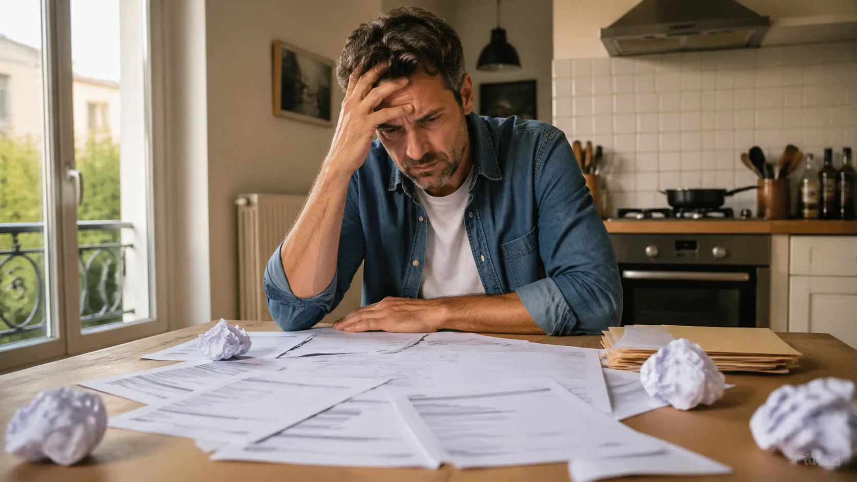 Propriétaire frustré devant des formulaires d'aide refusés