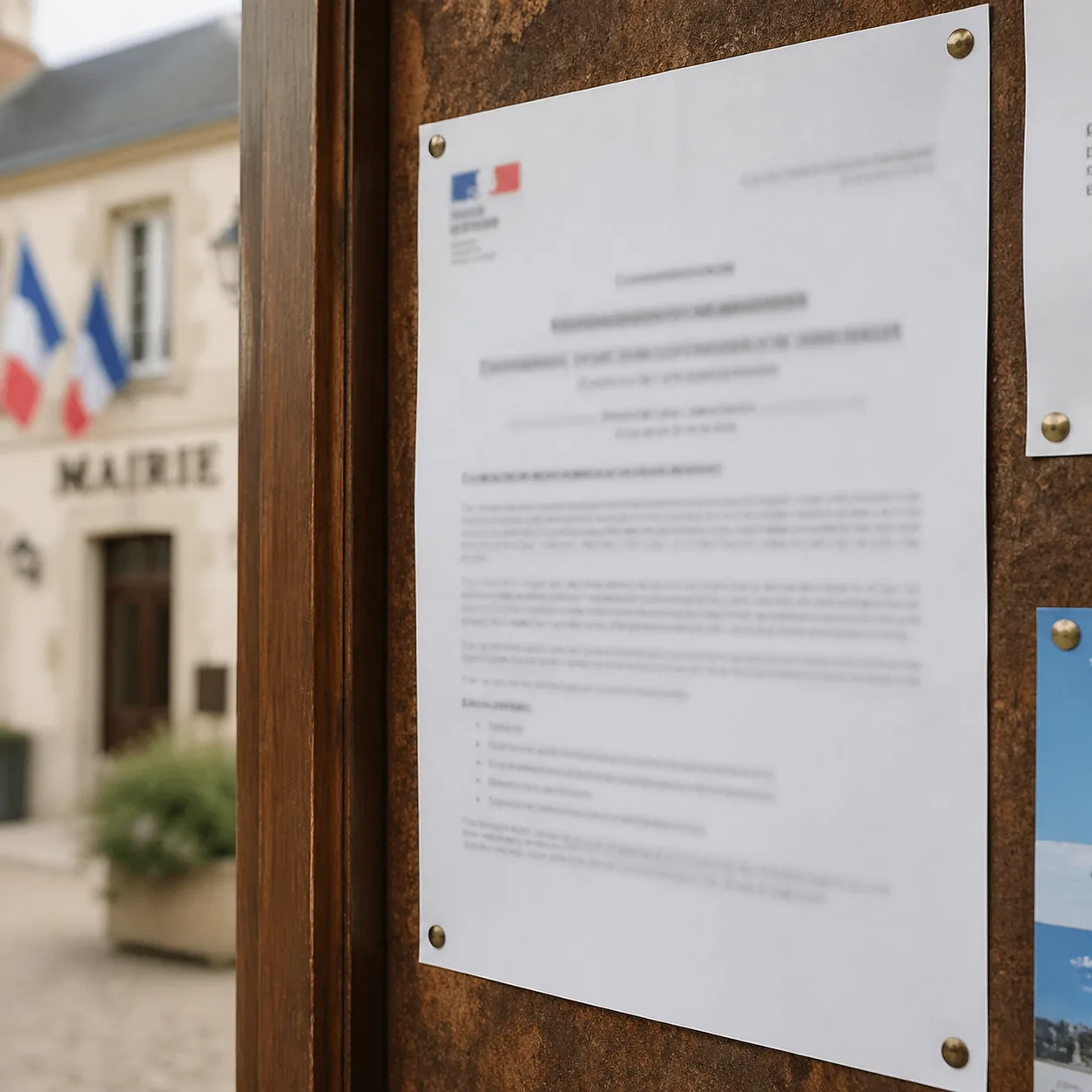 Arrêté préfectoral termites affiché sur le panneau d'une mairie