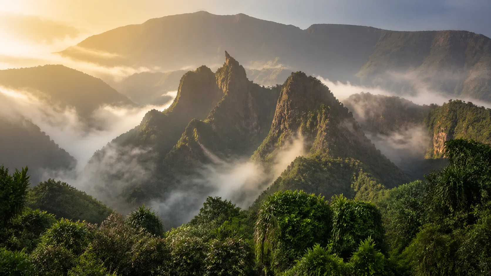 Cirque de Cilaos à La Réunion, paysage volcanique