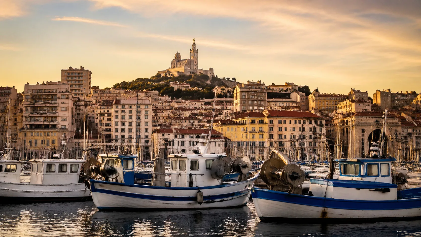 Vieux-Port de Marseille avec Notre-Dame de la Garde