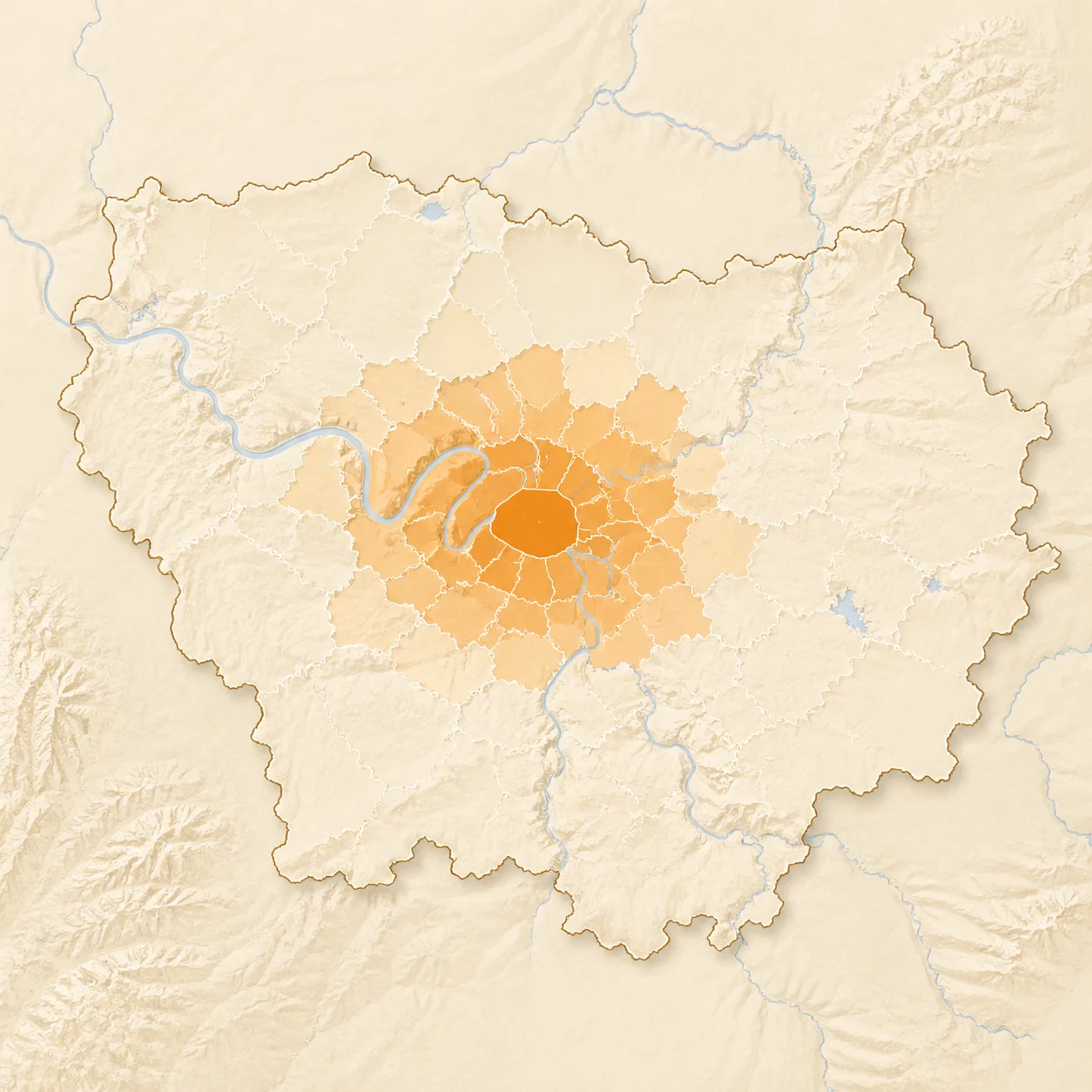 Zoom cartographique sur l'Île-de-France et Paris, zone à risque termites